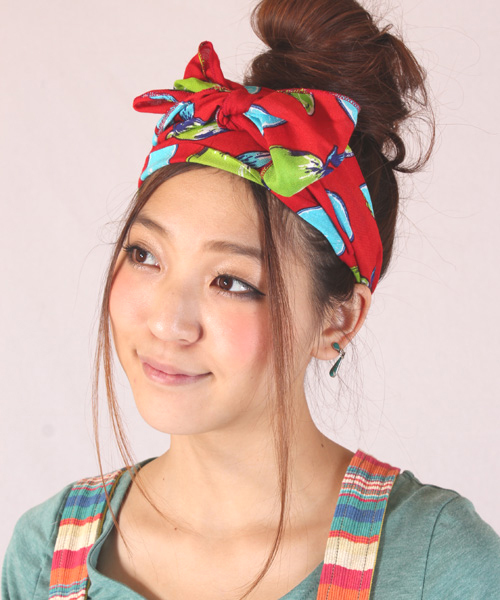 チャイハネ（チャイハネ）の「【チャイハネ】エスニックプリント リボンターバン ヘアバンド（ヘアバンド・レディース・グリーン/ブルー/ネイビー/ターコイズブルー/レッド/ホワイト/パープル/アーミー/ホワイト系その他・FREE）」の9枚目の写真