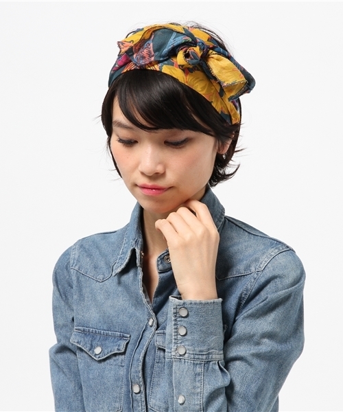 チャイハネ（チャイハネ）の「【チャイハネ】エスニックプリント リボンターバン ヘアバンド（ヘアバンド・レディース・グリーン/ブルー/ネイビー/ターコイズブルー/レッド/ホワイト/パープル/アーミー/ホワイト系その他・FREE）」の5枚目の写真