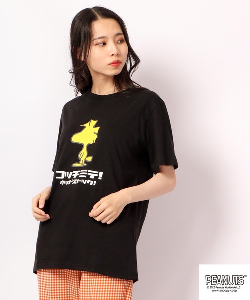 PEANUTS ｽﾇｰﾋﾟｰ/ﾁｬｰﾘｰﾌﾞﾗｳﾝ/ｳｯﾄﾞｽﾄｯｸ コッチミテ！半袖Tシャツ