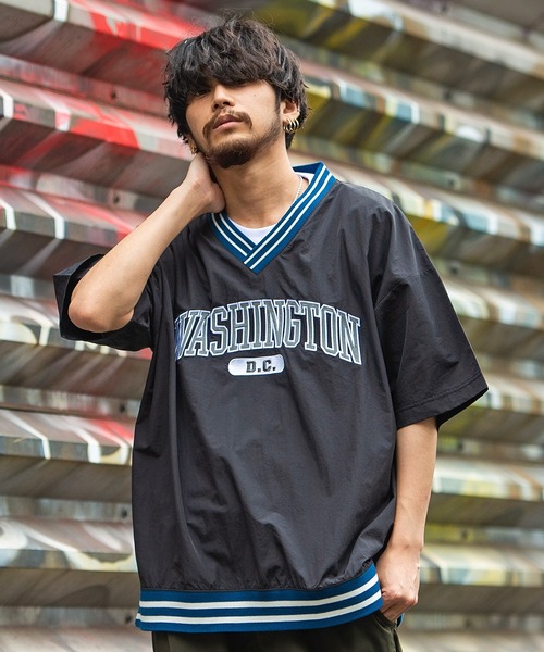 SILVER BULLET(シルバーバレット)の「『SILVER BULLET SELECT AP/シルバーバレットセレクト』ラインリブ布帛カレッジTシャツ(Tシャツ/カットソー・メンズ・マスタード/ブラック/グリーン/ネイビー・L/M)」の2枚目の写真