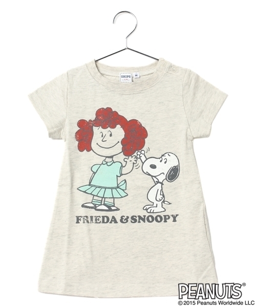 SHIPS(シップス)の「SNOOPY☆SHIPS:プリント チュニック ショートスリーブ①(Tシャツ/カットソー・キッズ・ナチュラル/グレー・80/90)」の2枚目の写真