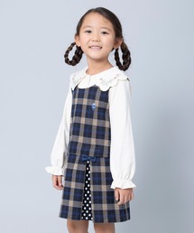 KP | 日本製/チェックとドットのボックスプリーツジャンパースカート(110～130cm)(ジャンパースカート)