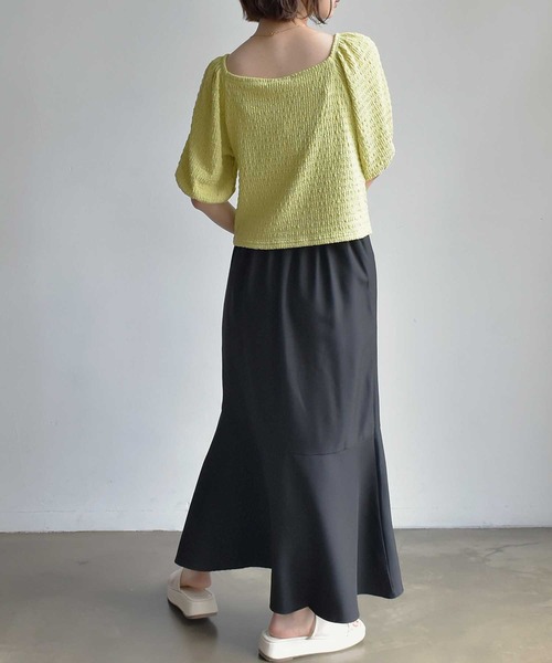 RETRO GIRL(レトロガール)の「ジャガード胸シャーリングPO(Tシャツ/カットソー・レディース・ブラック/ホワイト/イエロー・FREE)」の9枚目の写真