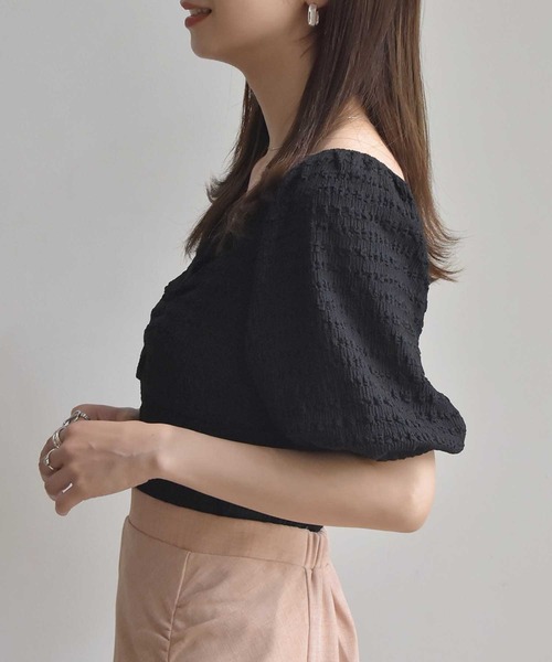 RETRO GIRL(レトロガール)の「ジャガード胸シャーリングPO(Tシャツ/カットソー・レディース・ブラック/ホワイト/イエロー・FREE)」の15枚目の写真