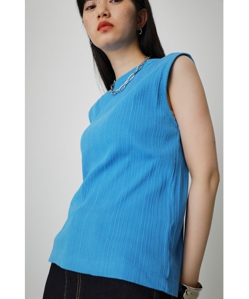 AZUL by moussy(アズールバイマウジー)の「SLEEVELESS HIGH NECK CUT TOPS/スリーブレスハイネックカットトップス(タンクトップ・レディース・ブラック/オフホワイト/オレンジ/ブルー・SMALL/MEDIUM)」の4枚目の写真