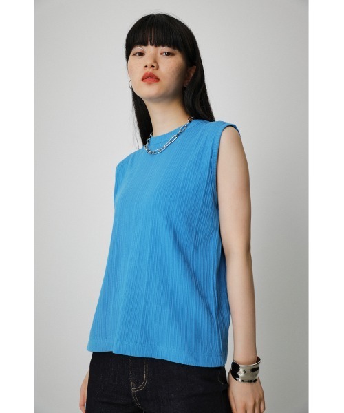 AZUL by moussy(アズールバイマウジー)の「SLEEVELESS HIGH NECK CUT TOPS/スリーブレスハイネックカットトップス(タンクトップ・レディース・ブラック/オフホワイト/オレンジ/ブルー・SMALL/MEDIUM)」の22枚目の写真