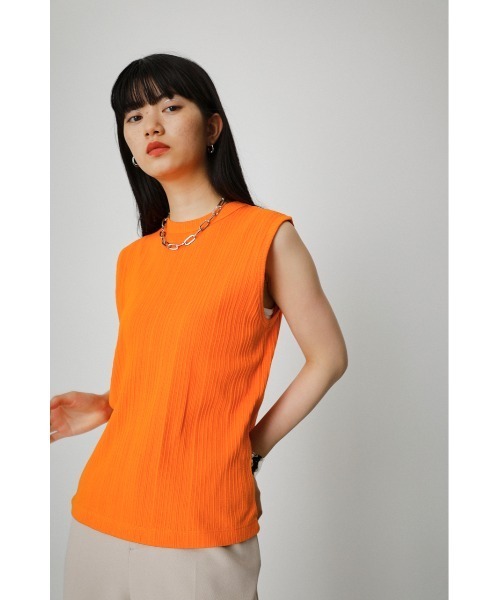AZUL by moussy(アズールバイマウジー)の「SLEEVELESS HIGH NECK CUT TOPS/スリーブレスハイネックカットトップス(タンクトップ・レディース・ブラック/オフホワイト/オレンジ/ブルー・SMALL/MEDIUM)」の13枚目の写真