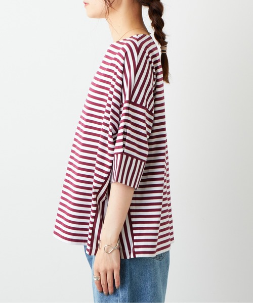 PUAL CE CIN（ピュアルセシン）の「切替ボーダーTシャツ（Tシャツ/カットソー・レディース・グリーン/ボルドー/ネイビー・FREE）」の14枚目の写真