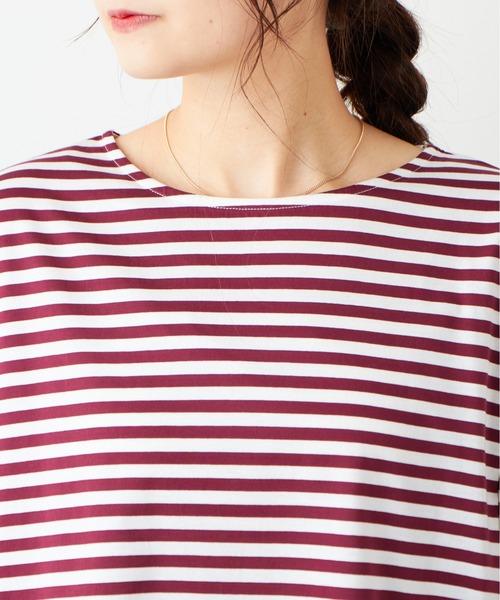 PUAL CE CIN（ピュアルセシン）の「切替ボーダーTシャツ（Tシャツ/カットソー・レディース・グリーン/ボルドー/ネイビー・FREE）」の5枚目の写真