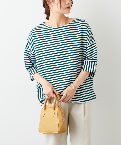 PUAL CE CIN（ピュアルセシン）の「切替ボーダーTシャツ（Tシャツ/カットソー・レディース・グリーン/ボルドー/ネイビー・FREE）」の10枚目の写真