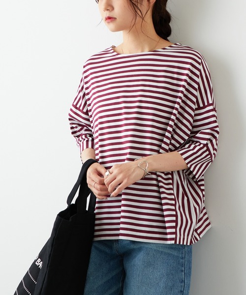 PUAL CE CIN（ピュアルセシン）の「切替ボーダーTシャツ（Tシャツ/カットソー・レディース・グリーン/ボルドー/ネイビー・FREE）」の15枚目の写真