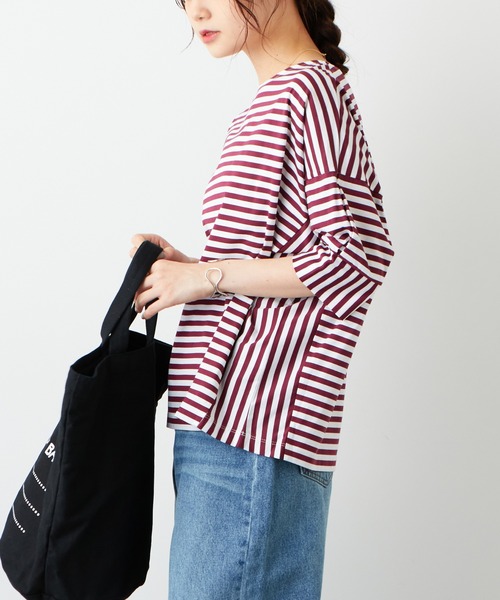 PUAL CE CIN（ピュアルセシン）の「切替ボーダーTシャツ（Tシャツ/カットソー・レディース・グリーン/ボルドー/ネイビー・FREE）」の12枚目の写真