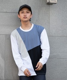 【BLUE STANDARD/ブルースタンダード】ZEROSTAIN ゼロステイン 汗染みの目立ちにくいTシャツ UVカット　撥水性　汚れが付きにくい カラーステッチ 切り替えデザインロンT