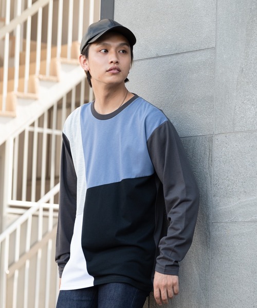 Blue Standard (ブルースタンダード)の「【BLUE STANDARD/ブルースタンダード】ZEROSTAIN ゼロステイン 汗染みの目立ちにくいTシャツ UVカット 撥水性 汚れが付きにくい カラーステッチ 切り替えデザインロンT(Tシャツ/カットソー・メンズ・ホワイト系その他/ブルー系その他/ブラック系その他/ダークブルー/ブラック/チャコールグレー/その他/オリーブ/ホワイト・LARGE/MEDIUM/X-LARGE)」の5枚目の写真
