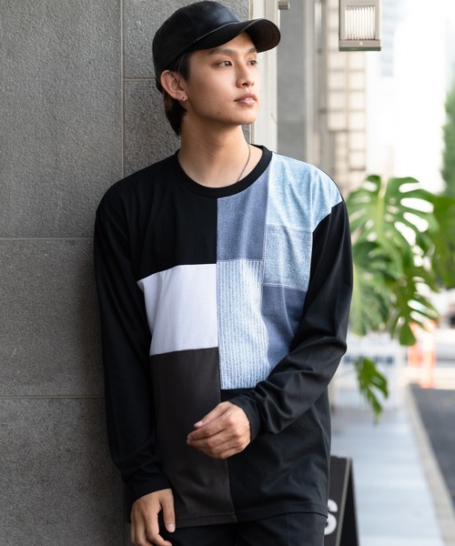 Blue Standard (ブルースタンダード)の「【BLUE STANDARD/ブルースタンダード】ZEROSTAIN ゼロステイン 汗染みの目立ちにくいTシャツ UVカット 撥水性 汚れが付きにくい カラーステッチ 切り替えデザインロンT(Tシャツ/カットソー・メンズ・ホワイト系その他/ブルー系その他/ブラック系その他/ダークブルー/ブラック/チャコールグレー/その他/オリーブ/ホワイト・LARGE/MEDIUM/X-LARGE)」の3枚目の写真