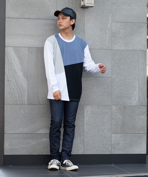Blue Standard (ブルースタンダード)の「【BLUE STANDARD/ブルースタンダード】ZEROSTAIN ゼロステイン 汗染みの目立ちにくいTシャツ UVカット 撥水性 汚れが付きにくい カラーステッチ 切り替えデザインロンT(Tシャツ/カットソー・メンズ・ホワイト系その他/ブルー系その他/ブラック系その他/ダークブルー/ブラック/チャコールグレー/その他/オリーブ/ホワイト・LARGE/MEDIUM/X-LARGE)」の15枚目の写真