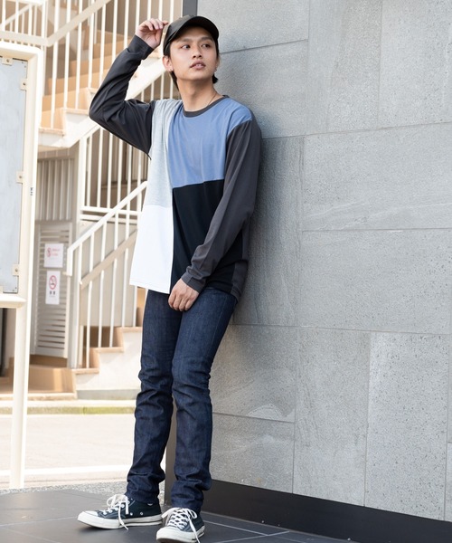 Blue Standard (ブルースタンダード)の「【BLUE STANDARD/ブルースタンダード】ZEROSTAIN ゼロステイン 汗染みの目立ちにくいTシャツ UVカット 撥水性 汚れが付きにくい カラーステッチ 切り替えデザインロンT(Tシャツ/カットソー・メンズ・ホワイト系その他/ブルー系その他/ブラック系その他/ダークブルー/ブラック/チャコールグレー/その他/オリーブ/ホワイト・LARGE/MEDIUM/X-LARGE)」の22枚目の写真