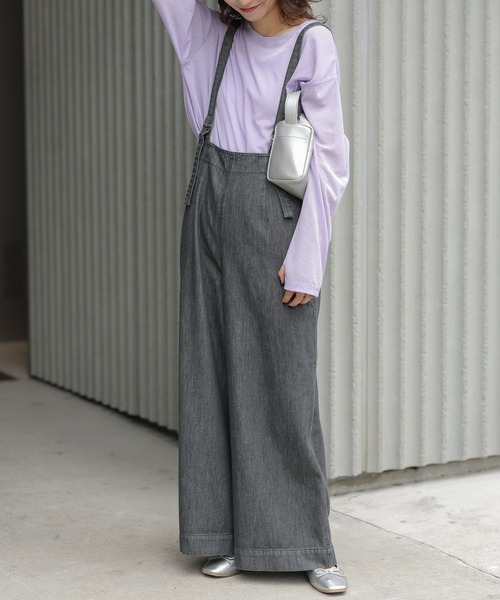 CIAOPANIC TYPY(チャオパニックティピー)の「【TYPYDENIM】サス付きワイドパンツ(デニムパンツ・レディース・ブラック/ネイビー・SMALL/MEDIUM/LARGE)」の1枚目の写真