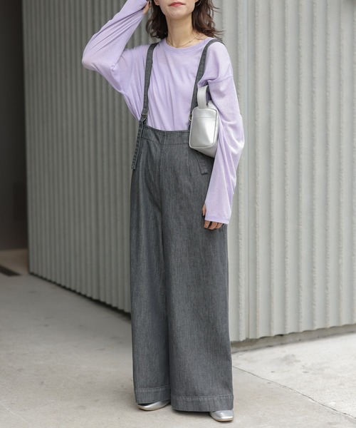 CIAOPANIC TYPY(チャオパニックティピー)の「【TYPYDENIM】サス付きワイドパンツ(デニムパンツ・レディース・ブラック/ネイビー・SMALL/MEDIUM/LARGE)」の3枚目の写真