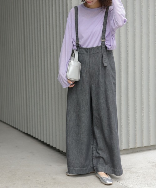 CIAOPANIC TYPY(チャオパニックティピー)の「【TYPYDENIM】サス付きワイドパンツ(デニムパンツ・レディース・ブラック/ネイビー・SMALL/MEDIUM/LARGE)」の4枚目の写真