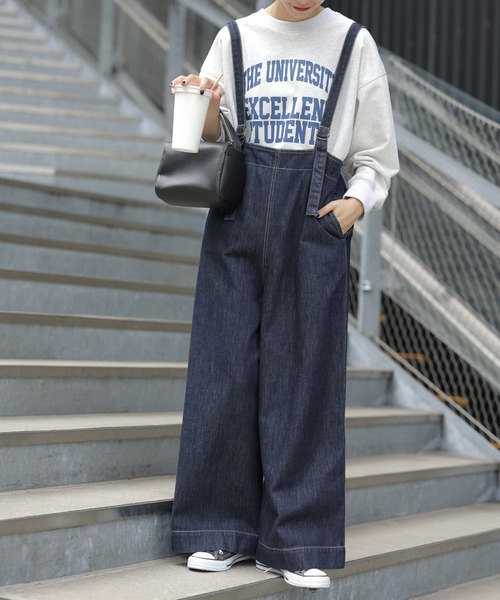 CIAOPANIC TYPY(チャオパニックティピー)の「【TYPYDENIM】サス付きワイドパンツ(デニムパンツ・レディース・ブラック/ネイビー・SMALL/MEDIUM/LARGE)」の13枚目の写真