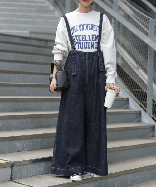 CIAOPANIC TYPY(チャオパニックティピー)の「【TYPYDENIM】サス付きワイドパンツ(デニムパンツ・レディース・ブラック/ネイビー・SMALL/MEDIUM/LARGE)」の14枚目の写真