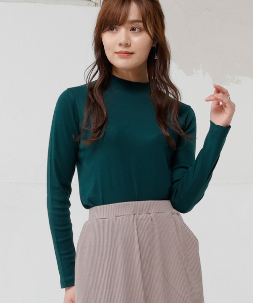 Honeys(ハニーズ)の「オーガニックハイネックTシャツ(Tシャツ/カットソー・レディース・ブラック/パープル/グリーン/アイボリー/レッド系その他/スミクロ・LL/S/M/L)」の5枚目の写真