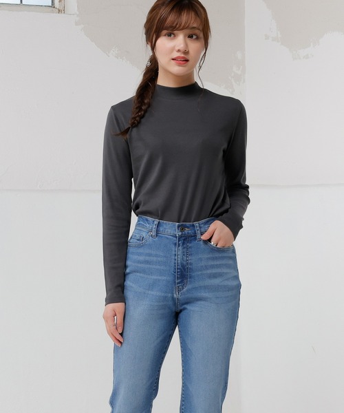 Honeys(ハニーズ)の「オーガニックハイネックTシャツ(Tシャツ/カットソー・レディース・ブラック/パープル/グリーン/アイボリー/レッド系その他/スミクロ・LL/S/M/L)」の14枚目の写真