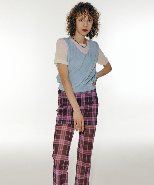 bonjour records（ボンジュールレコーズ）の「【WHYNOTUS/ワイノットアス】mesh skirtpants メッシュスカートパンツ（その他パンツ・レディース・ブルー/ブラウン・M/S）」の7枚目の写真