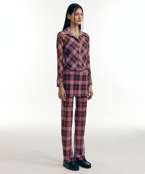 bonjour records（ボンジュールレコーズ）の「【WHYNOTUS/ワイノットアス】mesh skirtpants メッシュスカートパンツ（その他パンツ・レディース・ブルー/ブラウン・M/S）」の22枚目の写真