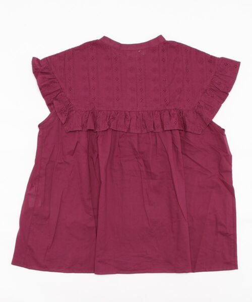 Samansa Mos2（サマンサ モスモス）の「フリル切替フレンチスリーブブラウス（シャツ/ブラウス・レディース・ブラック/オフホワイト/ボルドー・ﾌﾘ-）」の4枚目の写真