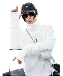 【BASIC COTTON/ベーシックコットン】WARMER POLA MTM /ハイネック ウォーマー スウェット 白 黒 タートルネック トップス 秋服 冬服