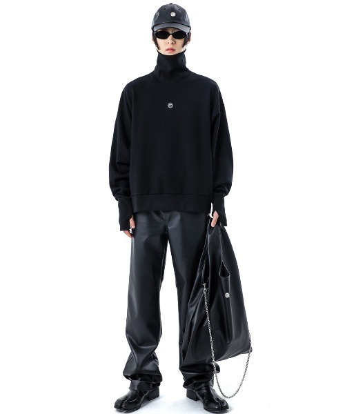 BASIC COTTON（ベーシックコットン）の「【BASIC COTTON/ベーシックコットン】WARMER POLA MTM /ハイネック ウォーマー スウェット 白 黒 タートルネック トップス 秋服 冬服（スウェット・メンズ・ブラック/ホワイト・ONE SIZE）」の11枚目の写真