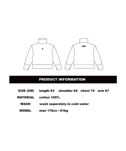 BASIC COTTON（ベーシックコットン）の「【BASIC COTTON/ベーシックコットン】WARMER POLA MTM /ハイネック ウォーマー スウェット 白 黒 タートルネック トップス 秋服 冬服（スウェット・メンズ・ブラック/ホワイト・ONE SIZE）」の20枚目の写真