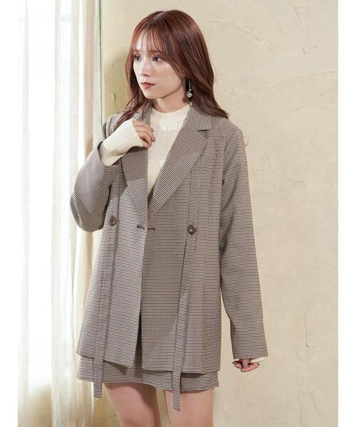 earth music&ecology（アースミュージックアンドエコロジー）の「デザインジャケット（テーラードジャケット・レディース・ブラック/チェック・FREE）」の5枚目の写真