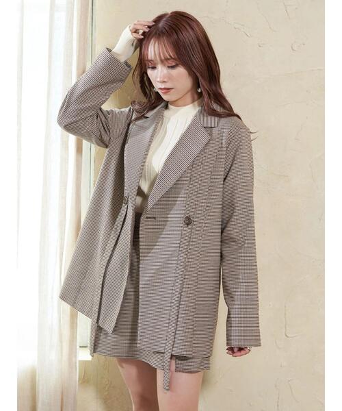 earth music&ecology（アースミュージックアンドエコロジー）の「デザインジャケット（テーラードジャケット・レディース・ブラック/チェック・FREE）」の6枚目の写真