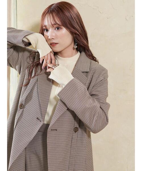 earth music&ecology（アースミュージックアンドエコロジー）の「デザインジャケット（テーラードジャケット・レディース・ブラック/チェック・FREE）」の9枚目の写真