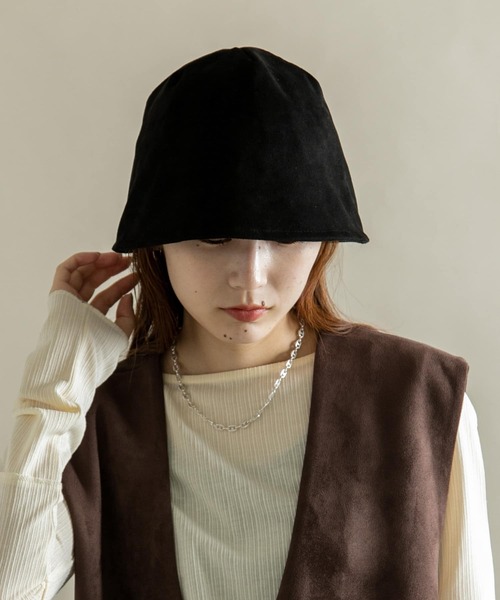 SMELLY（スメリー）の「スエードバケットハット（ハット・レディース・ベージュ/ブラック・-）」の3枚目の写真