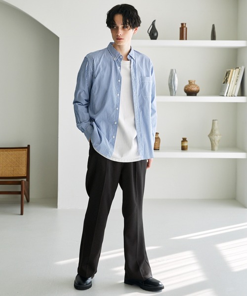 TRカルゼセンタープレスタックセミワイドフレアパンツ MONO-MART