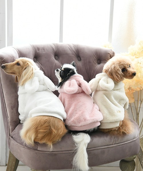 ROPE' PICNIC（ロペピクニック）の「ROPE' PICNIC/うさみみフリースフーディー（ペットウェア・レディース・ベージュ/ホワイト/ピンク・S/M/2M/2L/2XS/XS/L）」の4枚目の写真