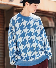 パーリーゲイツ春シーズンメンズ クルーネックニット 千鳥格子柄吸水速乾性セーター パーリーゲイツ春シーズンメンズ クルーネックニット 千鳥格子柄吸水速