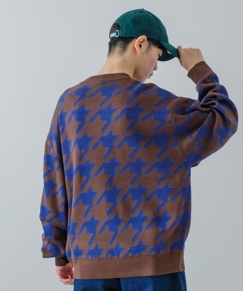 improves(インプローブス)の「【improves】千鳥格子柄 クルーネック ニットセーター(ニット/セーター・メンズ・グリーン/ブルー/ブラック/ラベンダー/ブラウン/グレー・LARGE/MEDIUM)」の16枚目の写真