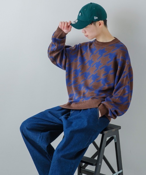 improves(インプローブス)の「【improves】千鳥格子柄 クルーネック ニットセーター(ニット/セーター・メンズ・グリーン/ブルー/ブラック/ラベンダー/ブラウン/グレー・LARGE/MEDIUM)」の17枚目の写真