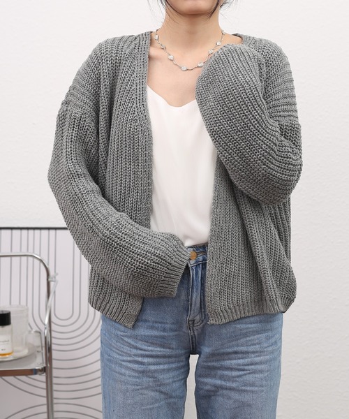 MAISON DE THERESE(メゾン ド テレーズ)の「ルーズシルエットカーディガン(カーディガン/ボレロ・レディース・グレー/ブラック・FREE)」の11枚目の写真