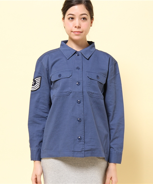 GIORDANO（ジョルダーノ）の「[GIORDANO]ミリタリーシャツ（シャツ/ブラウス・レディース・グリーン/ネイビー/カモフラージュ・FREE）」の4枚目の写真