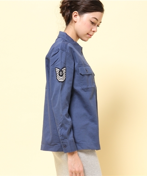 GIORDANO（ジョルダーノ）の「[GIORDANO]ミリタリーシャツ（シャツ/ブラウス・レディース・グリーン/ネイビー/カモフラージュ・FREE）」の5枚目の写真