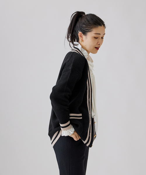 Traditional Weatherwear（トラディショナルウェザーウェア）の「別注【TRADITIONAL WEATHERWEAR】TLDN CRDGN:カーディガン（カーディガン/ボレロ・レディース・ブラック/アイボリー・SMALL）」の11枚目の写真