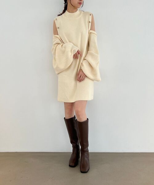 MAJESTIC LEGON（マジェスティックレゴン）の「ボレロセットニットワンピース（ワンピース・レディース・アイボリー/ブラック/モカ・MEDIUM）」の16枚目の写真
