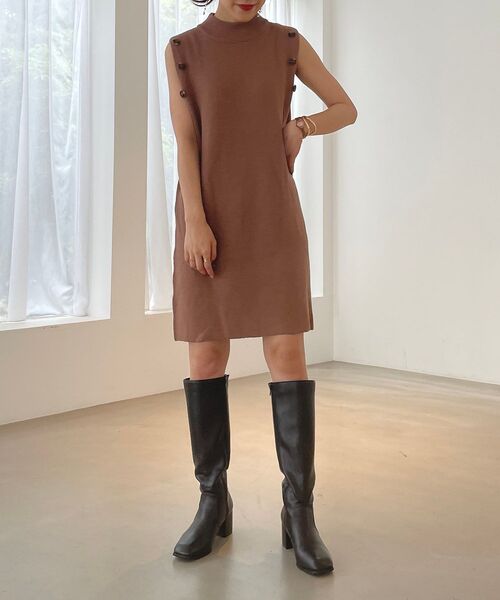 MAJESTIC LEGON（マジェスティックレゴン）の「ボレロセットニットワンピース（ワンピース・レディース・アイボリー/ブラック/モカ・MEDIUM）」の13枚目の写真