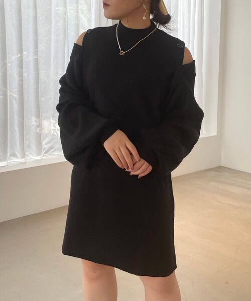 MAJESTIC LEGON（マジェスティックレゴン）の「ボレロセットニットワンピース（ワンピース・レディース・アイボリー/ブラック/モカ・MEDIUM）」の6枚目の写真